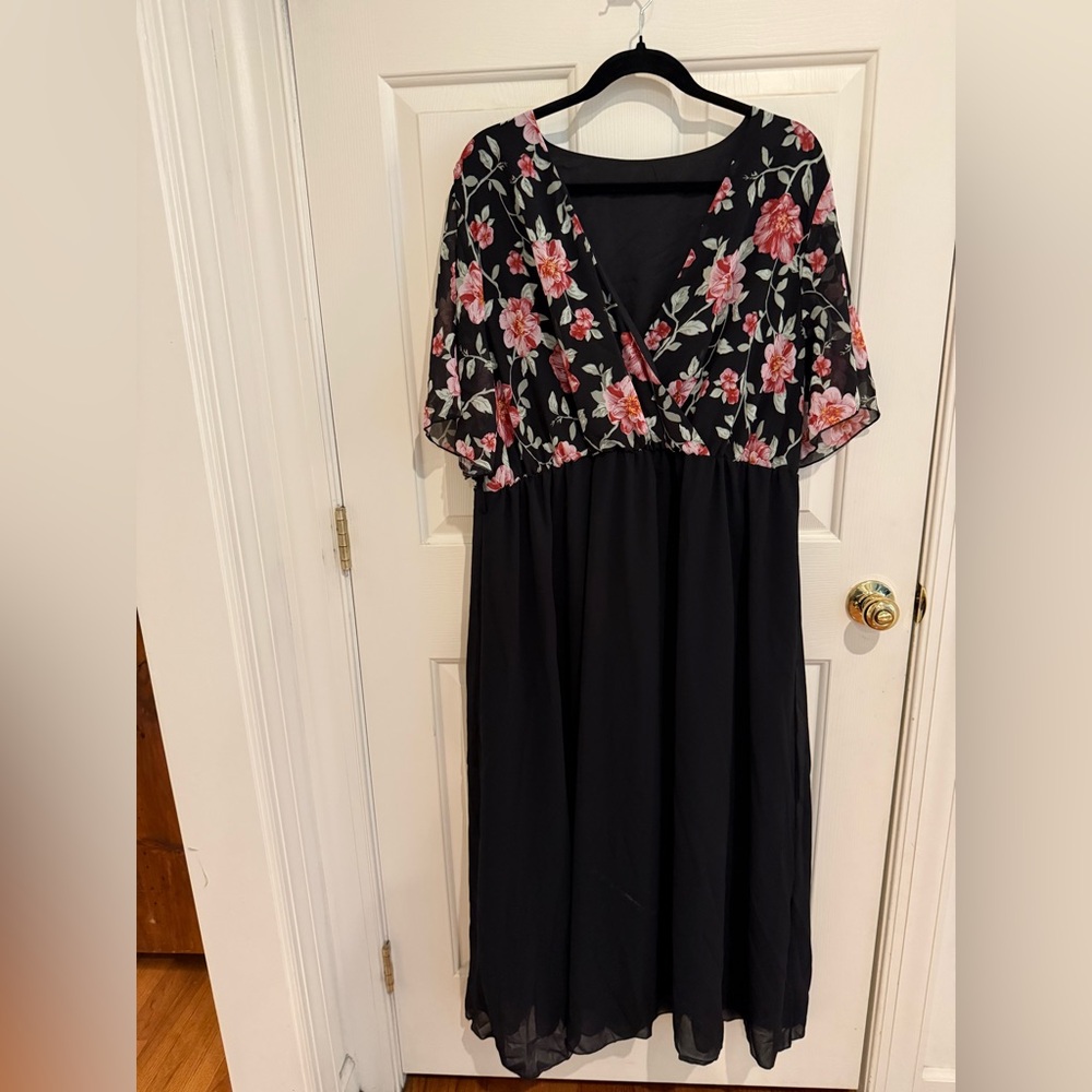 Floral Black Dress- xxl size and brand not confirmed